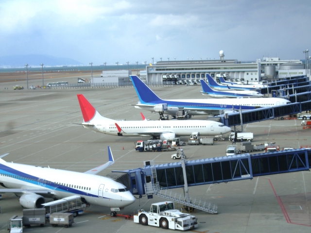 石垣島に到着時の飛行機
