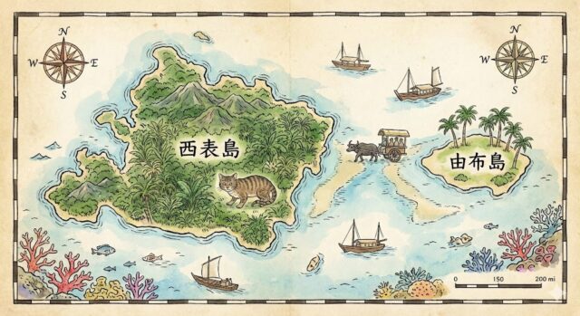 西表島　由布島　地図